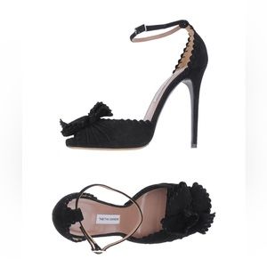 Tabitha Simmons 6.5 US Black Suede Platform High Heel Sandals